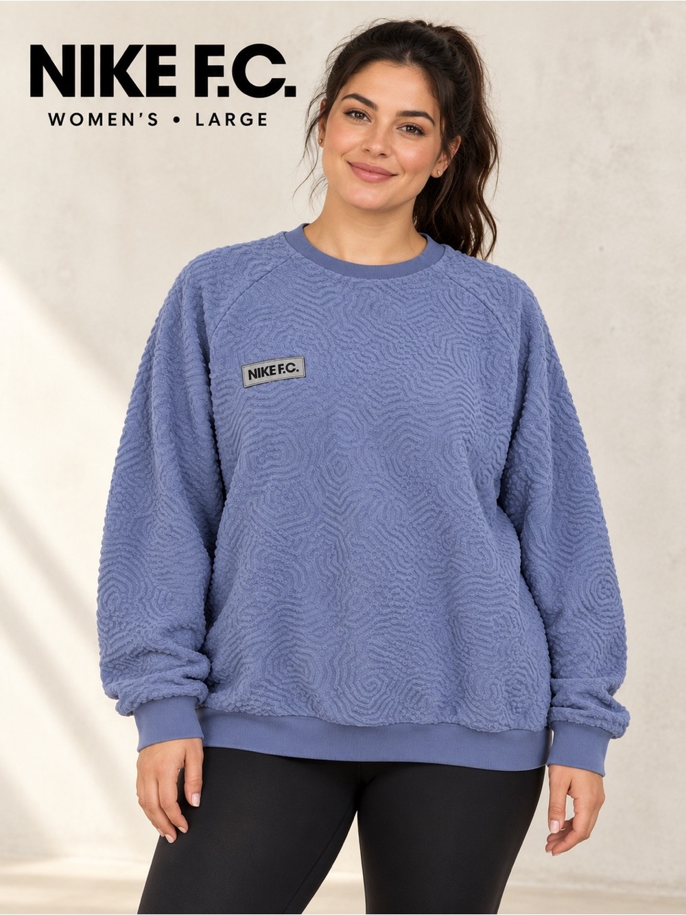 VGUC Nike F.C. Dri-FIT Periwinkle Blue Textured Knit Cropped Crewneck Sweatshirt